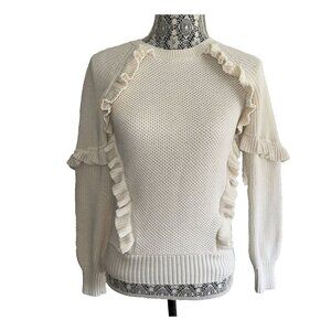 Ruffel Sweater, XS, women's Highline Collective, IVORY, long sleeve, BOHO‎